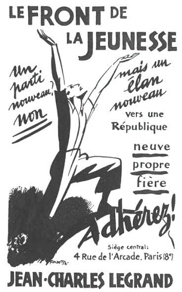 A vertical black-and-white graphic for 'Le Front de la Jeunesse' featuring a stylized illustration of a person with a raised arm against a backdrop of bold French text. The design uses high-contrast silhouettes and sharp, aggressive typography to promote the Belgian far-right movement. A vertical black-and-white graphic for 'Le Front de la Jeunesse' featuring a stylized illustration of a person with a raised arm against a backdrop of bold French text. The design uses high-contrast silhouettes and sharp, aggressive typography to promote the Belgian far-right movement.